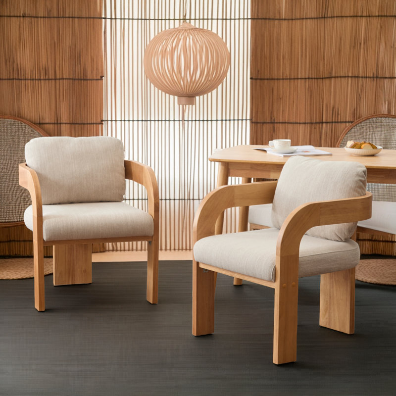 Ensemble de chaises Modern Boucle - structure en caoutchouc avec support ergonomique (ensemble de 2), Beige/noir