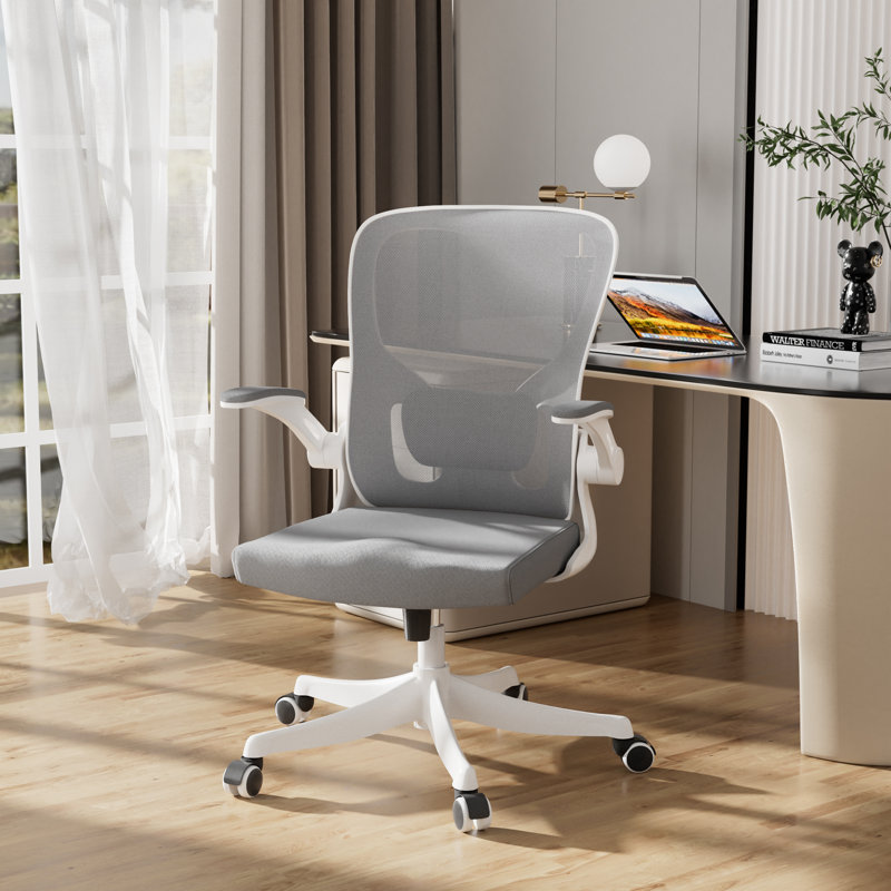  Fauteuil de jeu d'ordinateur, chaises de bureau ergonomiques à dossier moyen avec roulettes, accoudoirs rabattables, hauteur réglable