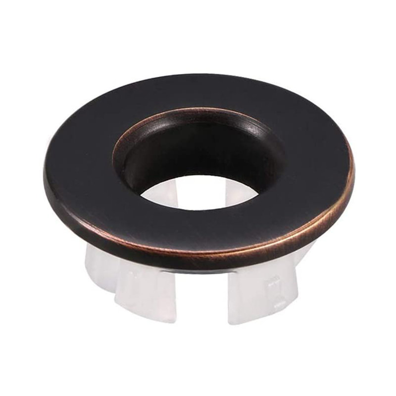 1,22 po Cuvette d'insertion en laiton avec couvercle de trop-plein à garniture de meuble-lavabo et capuchons ronds en nickel brossé (paquet de 2)