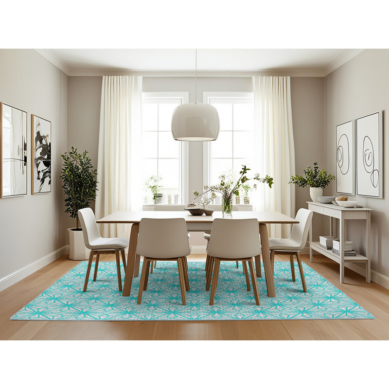 Tapis de surface à motif bleu, Rectangle 7 pi x 10 pi