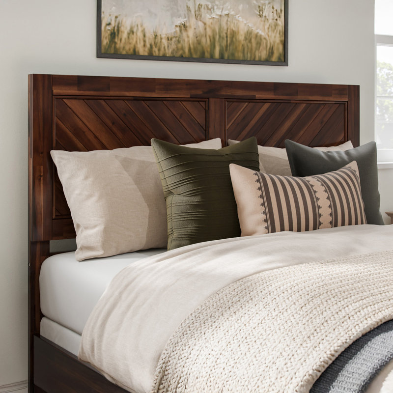 Emmitte Solid Wood Rustic Chevron Headboard, Queen, Barnwood