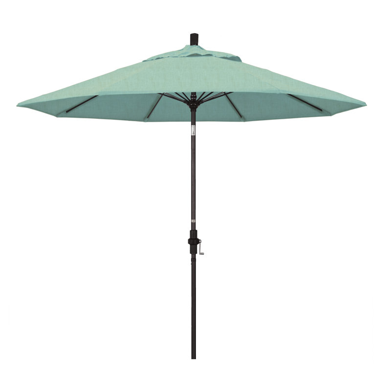 Parasol de marché Sunbrella® 9 pi Roverta, Tissage uni Sunbrella® palette brume, Brun