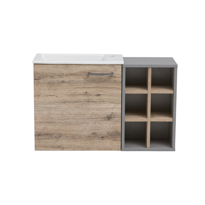 Pablo Vanity & Mirror Set, Grey/Wild oak