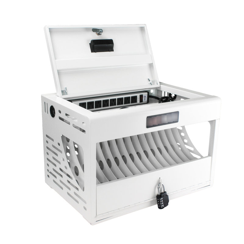 Armoire de charge pour ordinateur portable et tablette - 16, verrouillable, blanche, pour le bureau, la salle de classe, avec organisation de câbles portatifs 16 espaces convenant à différents modèles d'ordinateur portable / tablette
