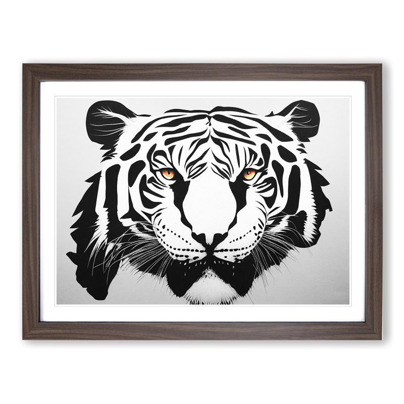 Tiger Vol.4 - Single Picture Frame Print, 25cm H x 34cm W x 2cm D, Walnut Framed
