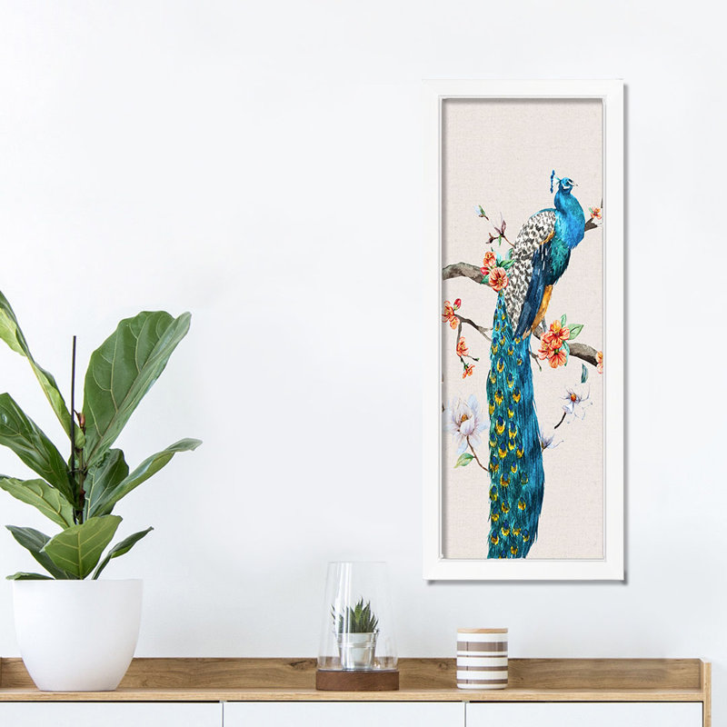 Paon floral, reproduction encadrée