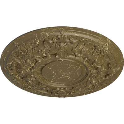 Médaillon de plafond Endurathane Jackson, DO 32 3/4 po x P 2 1/2 po (convient aux auvents jusqu'à 13 1/2 po), fini craquelé de boue du Mississippi peint à la main