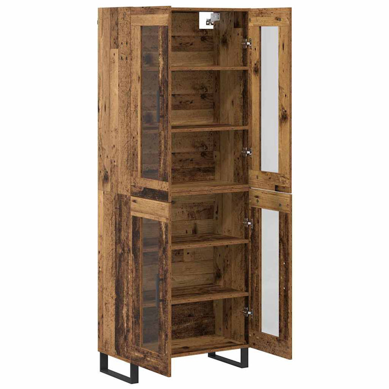  Highboard 2 Pcs Artisan Oak Engineered Wood And Glass, Old Wood