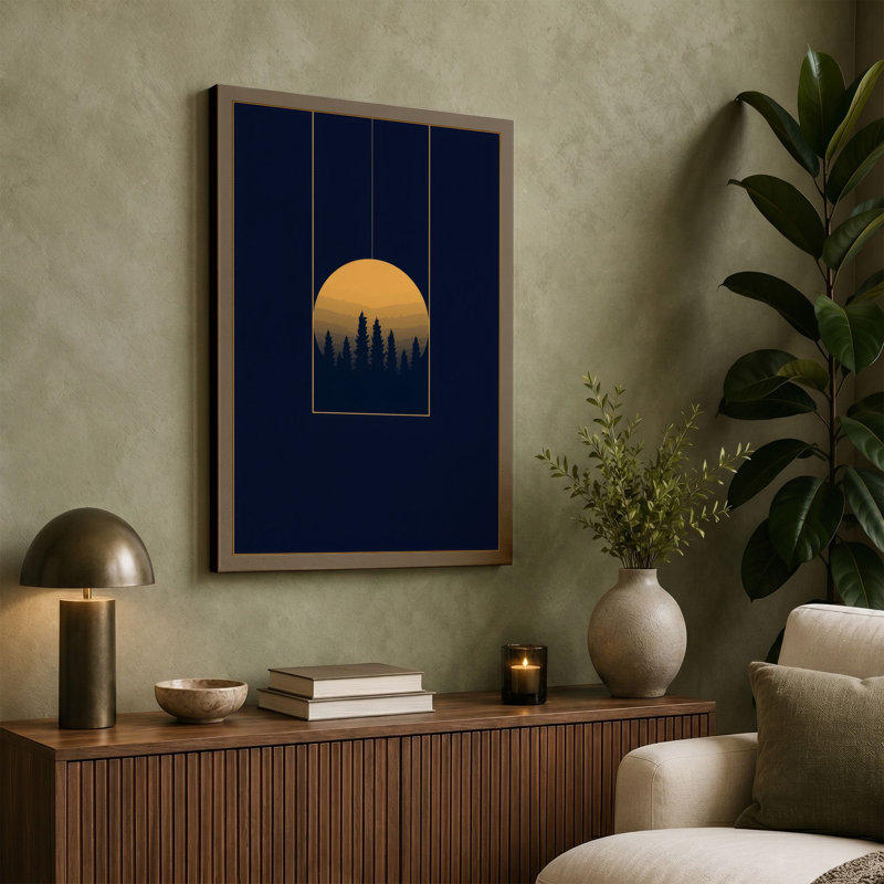 Forest in Golden Light Minimalist - Wrapped Canvas, 30x20 - 76.2 x 50.8 cm, Black Border