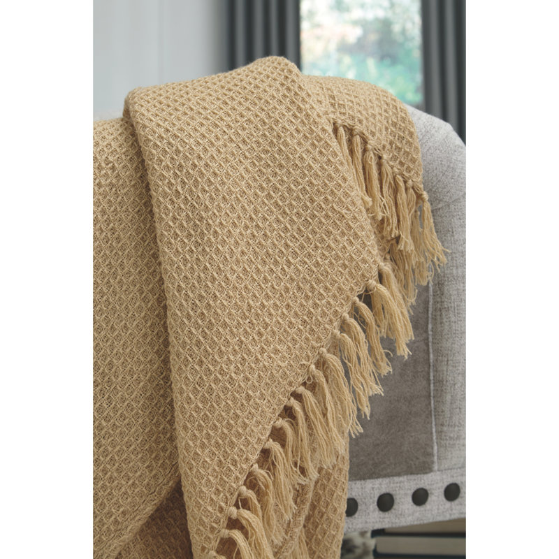 Wilber Hand Woven Throw Blanket, Almond
