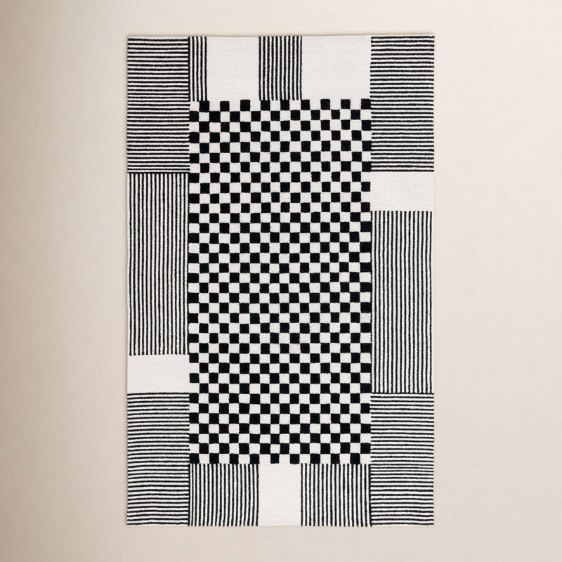 Hertha Wool Checkered Indoor Rug, Rectangle 3' x 5'