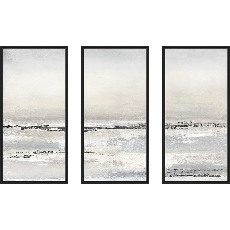 «Distant Fog», peinture sur toile flottante 3 pièces, L 64,5 po x H 41,5 po