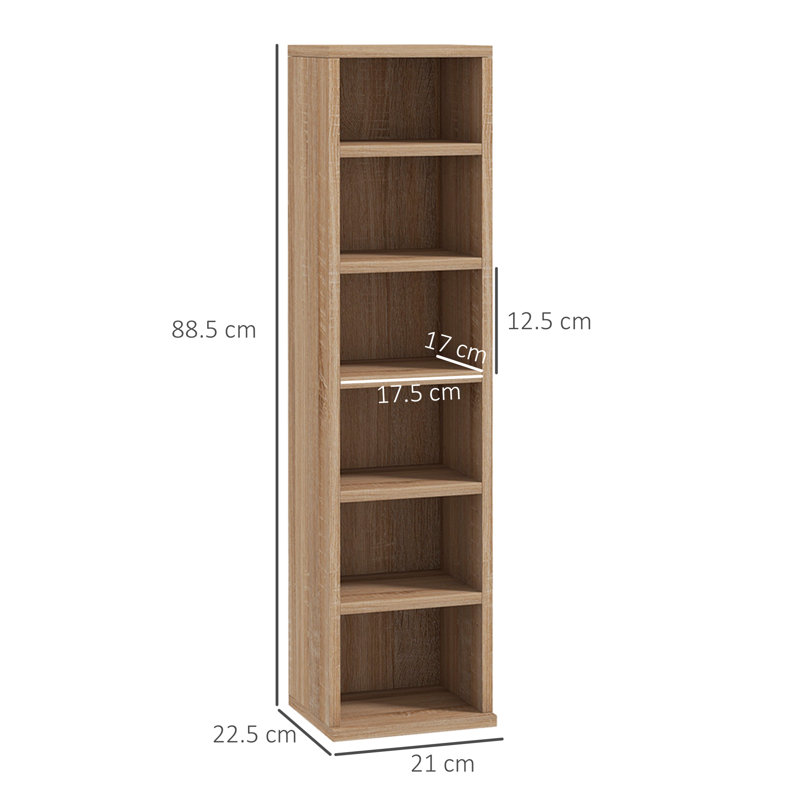 Ermanno Set of 2 CD Storage Units with Adjustable Shelves, Brown