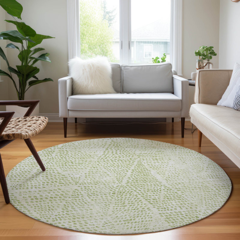 Jurnee Washable Geometric Indoor / Outdoor Rug, Round 8'