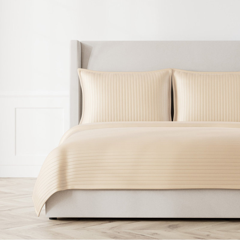 Charmeuse Channel Quilt Coverlet, King Coverlet, Sand