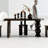 Black+Brown Half-circle Solid Wood Dining Table-1742798233