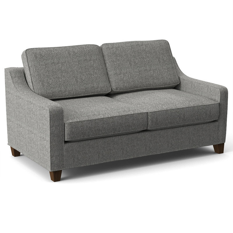 Clark 74" Square Arm Sofa Bed with Reversible Cushions, Montana Walnut, Connelly Dove, Hybrid