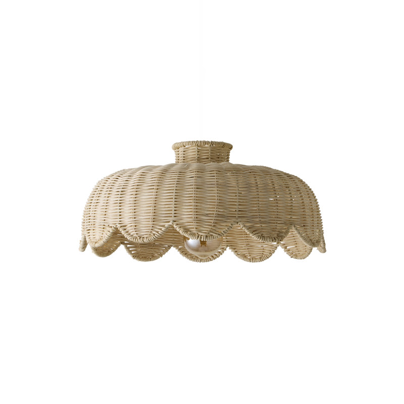 18cm H Rattan Round Pendant Shade ( Clip On ) in Beige