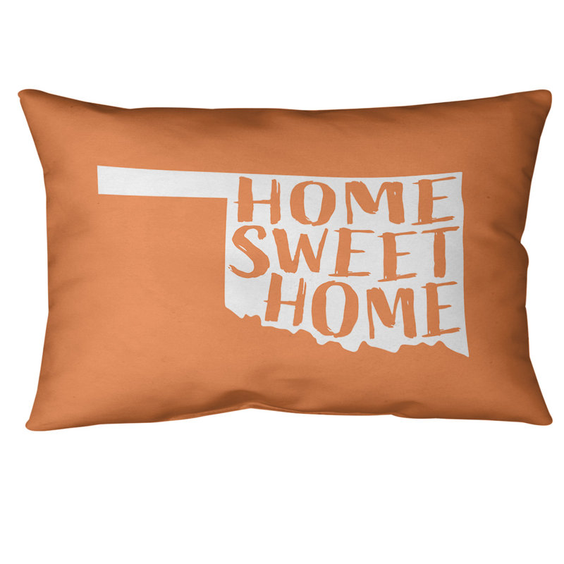 Housse de coussin Home Sweet Massachusetts, Oklahoma, Orange, Simili suède