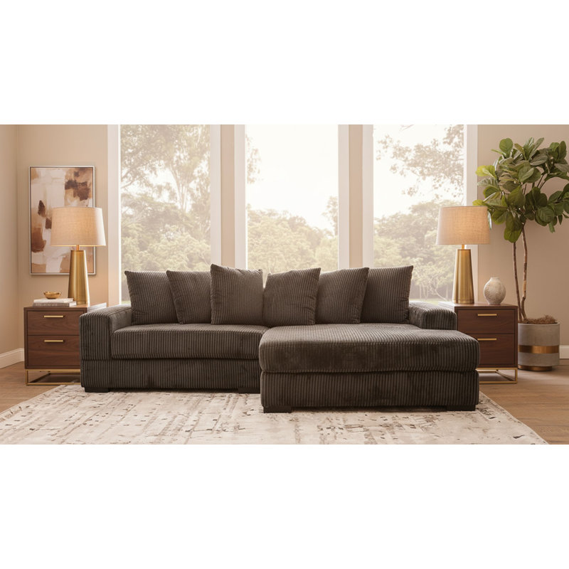 Luxe 108" Corduroy Sectional, Smoke