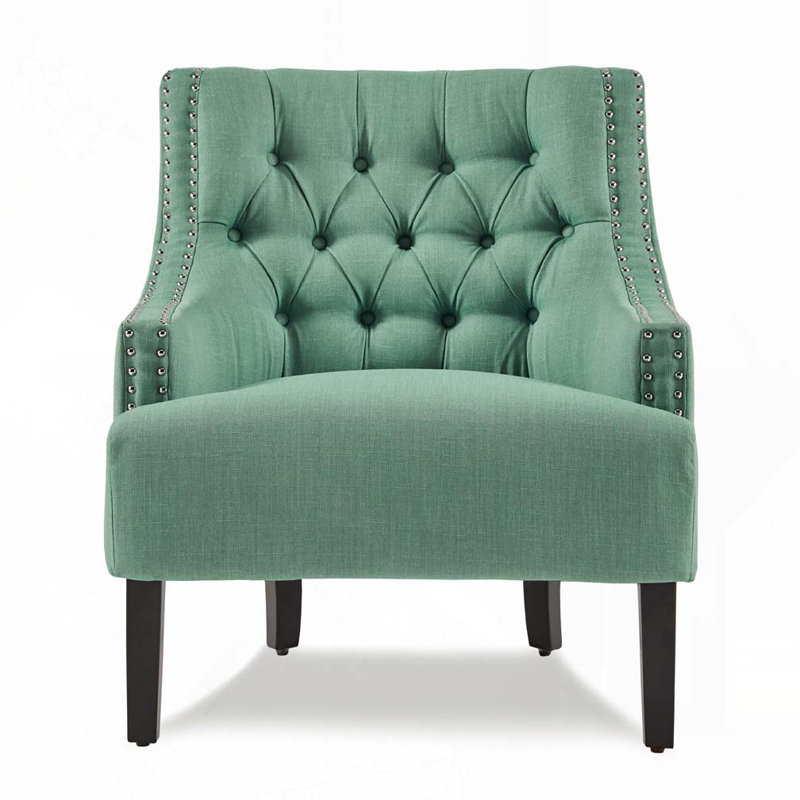 Upholstered Wingback Chair, Teal Chenille