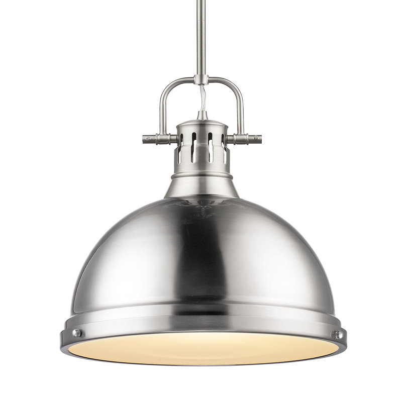 Luminaire suspendu dôme en acier à intensité variable 1 lumière Calico, Étain, Étain