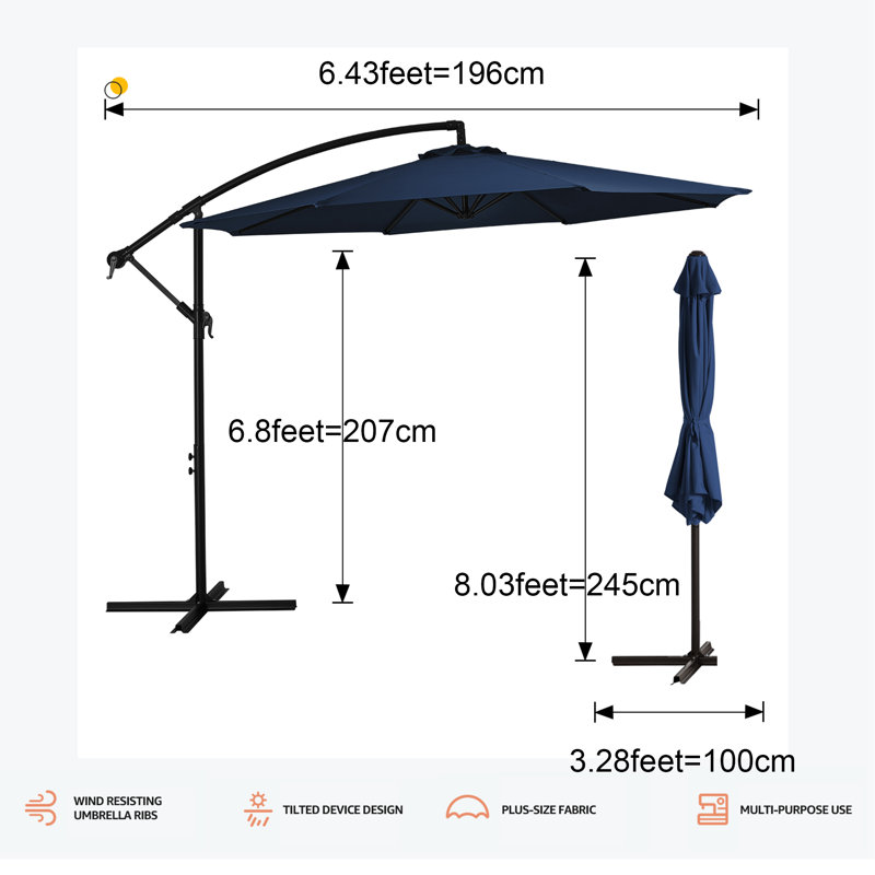 Parasol en porte-à-faux 10 ', Bleu