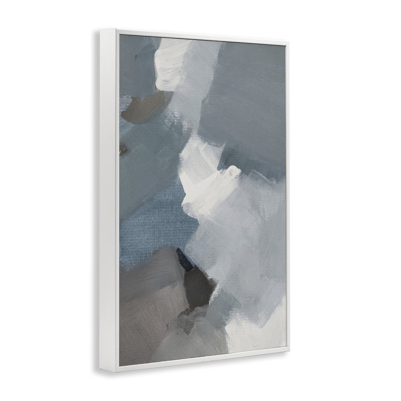 Stormy Grey Abstract Framed Giclee, design by Lanie Loreth, 30" H x 20" W, Coastal White Framed Giclee