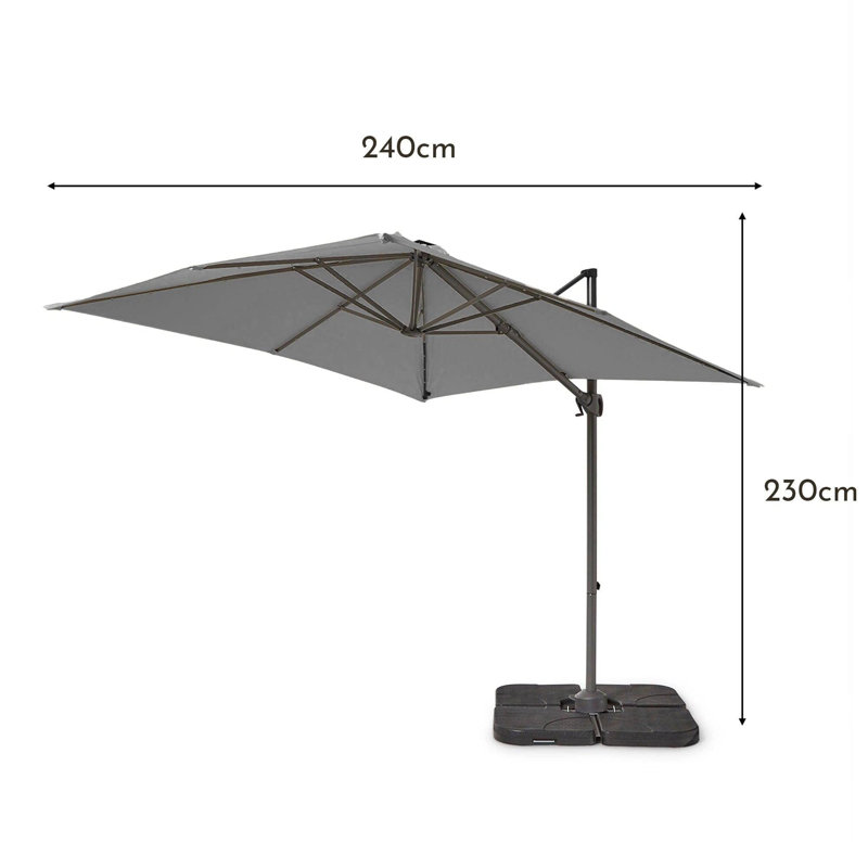 Lankin Rectangular 8 - Person 180Cm L Outdoor Table Set & Parasol, Natural/ Grey Parasol