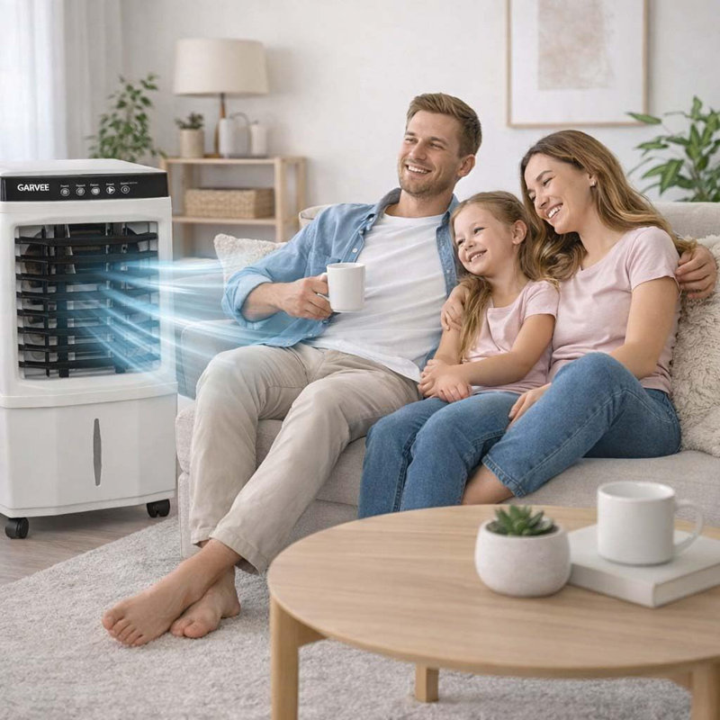 Ventilateur portatif à évaporation avec télécommande, minuterie 2/4 / 8H, 3 vitesses, modes à double brume, réservoir de 1 600 ml, débit d'air réglable de 60 ° et veilleuse, pour chambre, dortoir