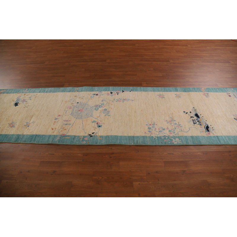 Tapis de couloir unique en laine noué à la main de style nouvel âge 2 pi 10 po x 11 pi 9 po Oushak