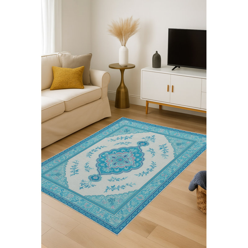 Tapis beige tissé traditionnel Mosso, 4'11" x 9'10"