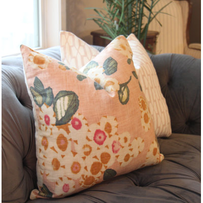 Jerri Linen Floral 20" Throw Pillow Cover