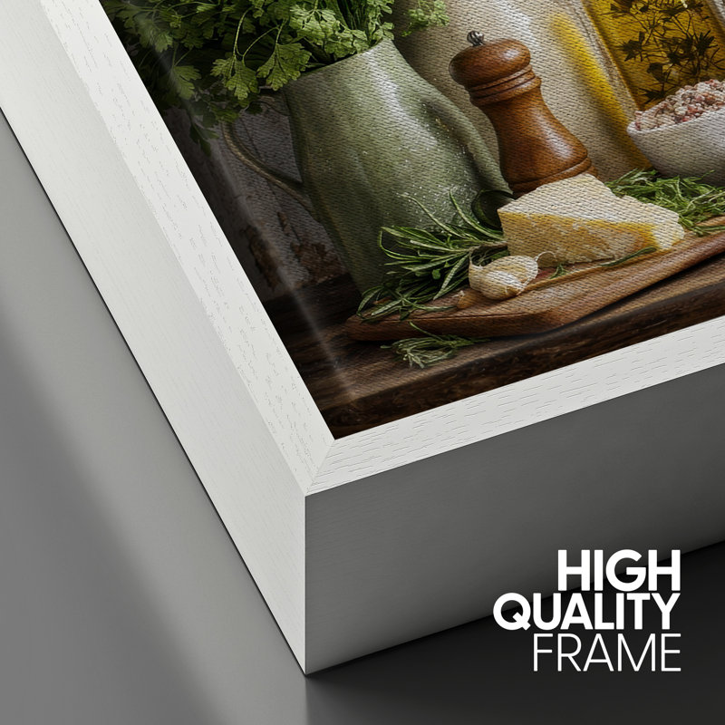 "Kitchen Herbs", assaisonné avec amour, impression sur toile encadrée, Cadre blanc, H 16 po x l 24 po x P 1,5 po