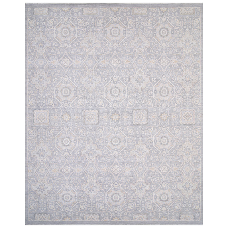 Tapis gris noué à la main de haute qualité