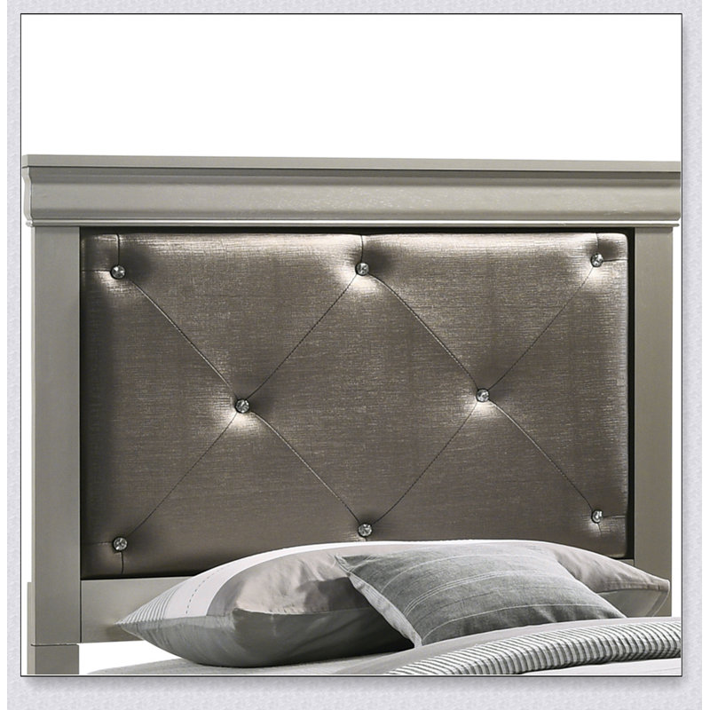 Elegant Silver Twin Bed, Champagne