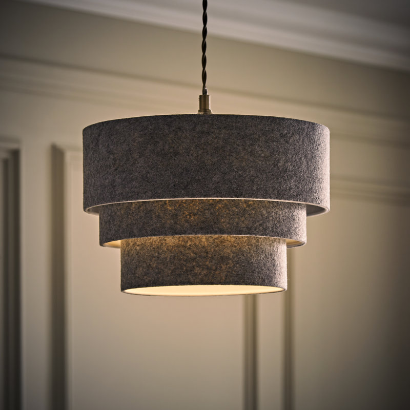 Aztec 24cm H Cotton Drum Pendant Shade ( Spider ), Grey