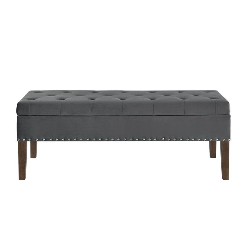 Banc capitonné avec rangement, Gris foncé