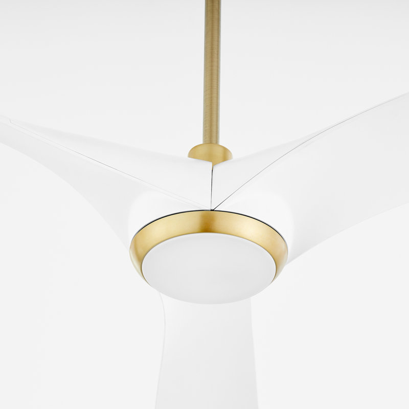 Kever 58'' Ceiling Fan, Aged Brass/White
