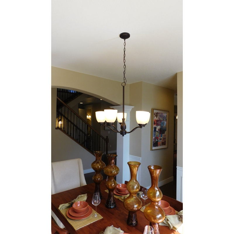 Lustre classique/traditionnel ombré 5 lumières Callimont, Bronze huilé