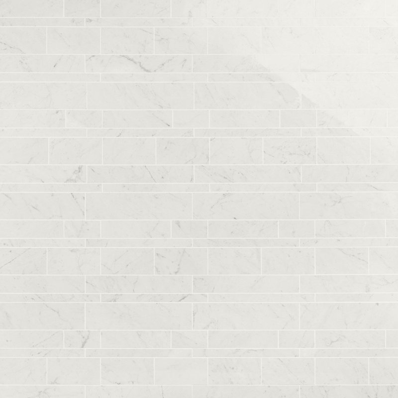Saroshi 11.41 in. x 11.69 in. Polished Porcelain Marble Look Floor and Wall Mosaic Tile, Carrara Giola