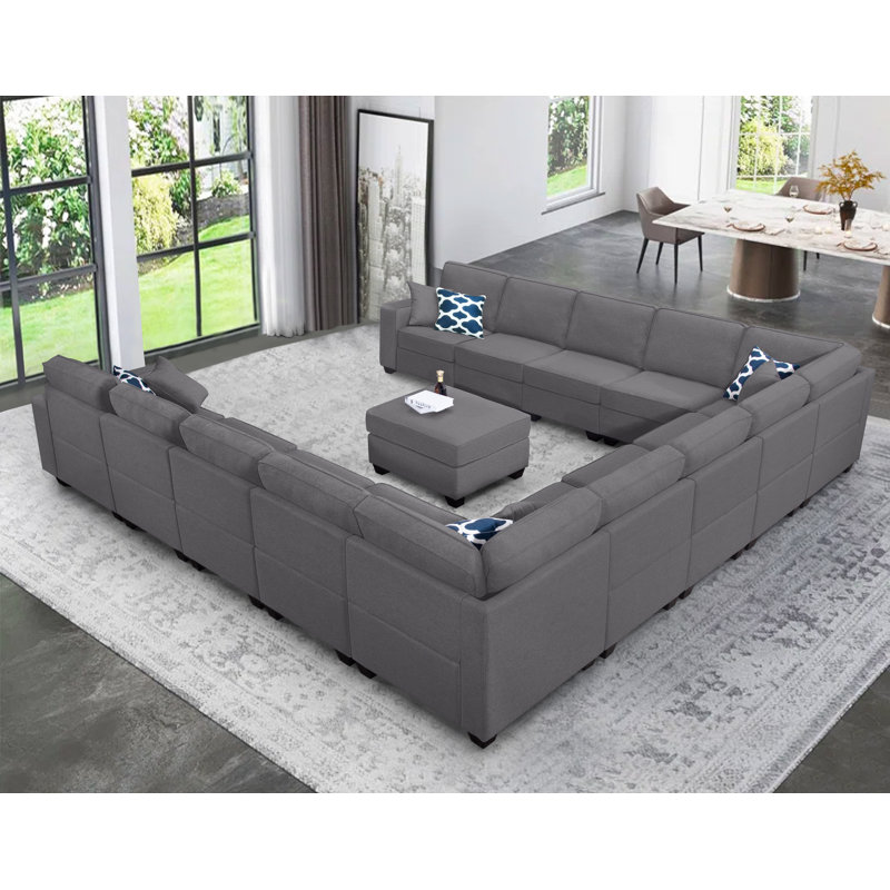 Flexible Combination Modular Large Sectional, Dark Gray Polyester Blend