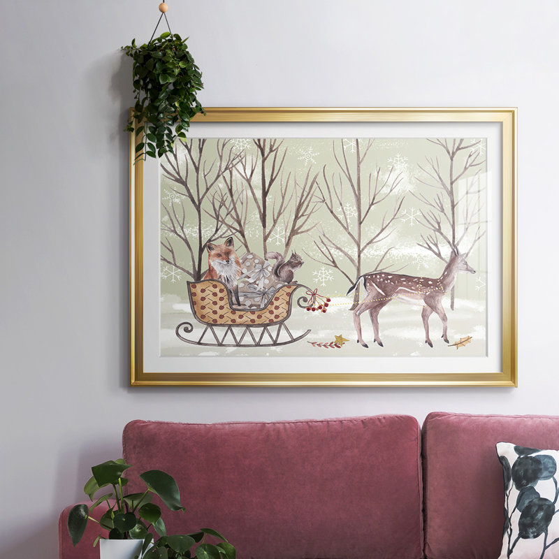 Christmas Time I, reproduction d'art encadrée, Or, H 15 po x l 21 po x P 1,5 po