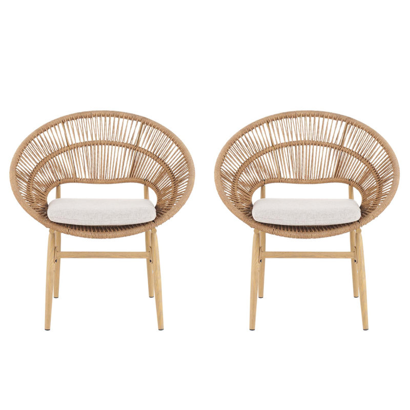 Chaise de salle à manger Cyril, Beige / teck