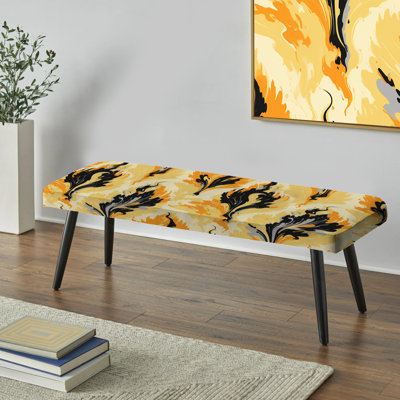 Banc rembourré jaune et noir Ikat Nostalgia - Ikat