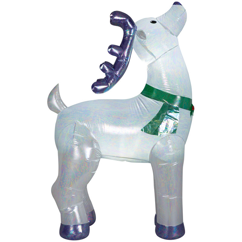 Silver Iridescent Inflatable Christmas Reindeer Buck