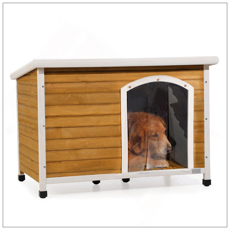 Niche pour chien d'extérieur de taille moyenne en bois avec toit imperméable et plancher surélevé, parfaite pour les animaux de compagnie de taille moyenne