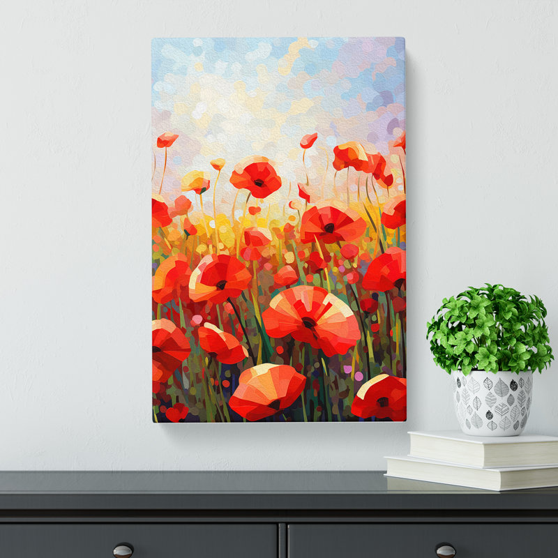 Poppy Field Orphism - Wrapped Canvas Print, 50cm H x 35cm W x 3cm D