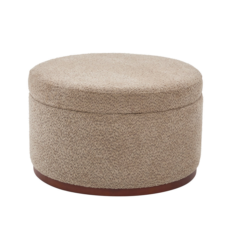 Modern Minimalist Upholstered Storage Ottoman With, Light Brown Chenille