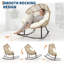 Chaise berçante surdimensionnée en osier avec coussin épais et coussin - Chaise longue intérieure et extérieure, coussin crème